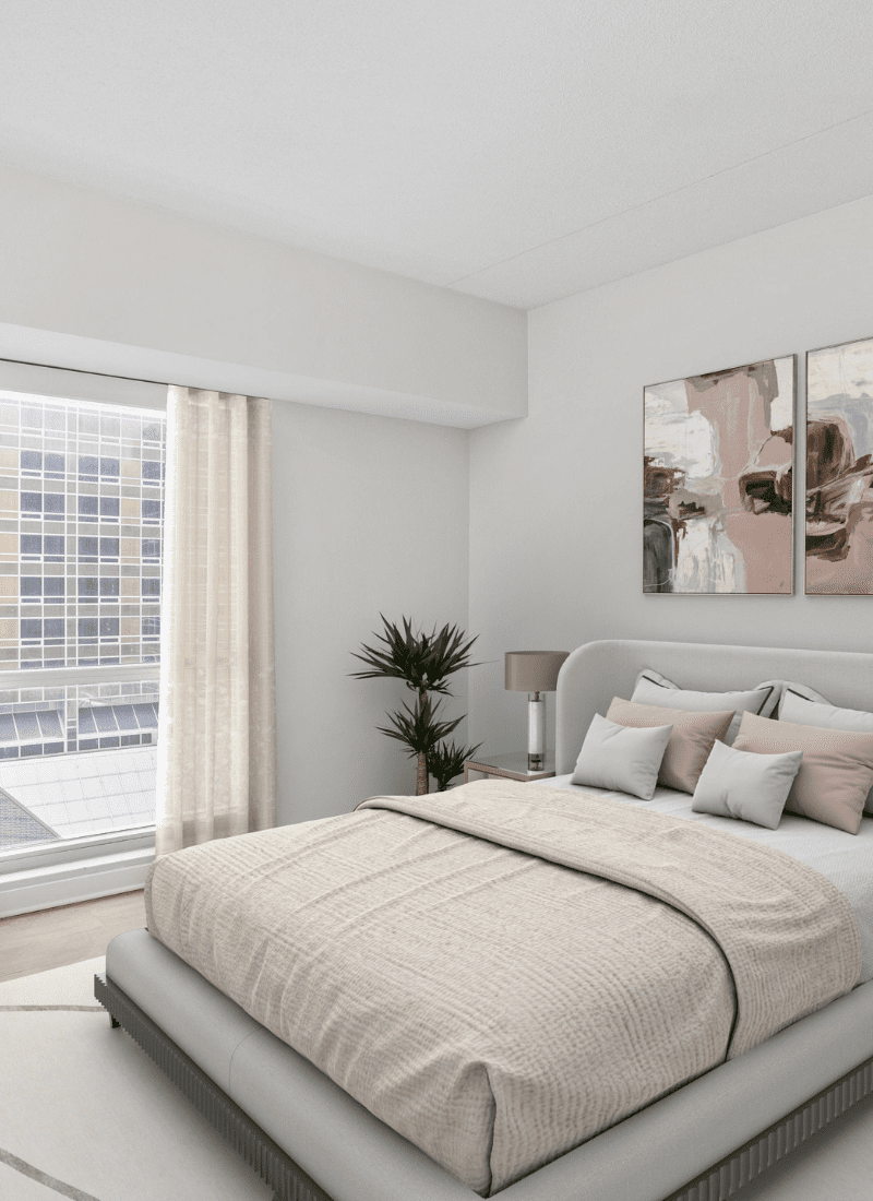 Bedroom - Light Pink Wooden Bench And Stools In A Cozy Room